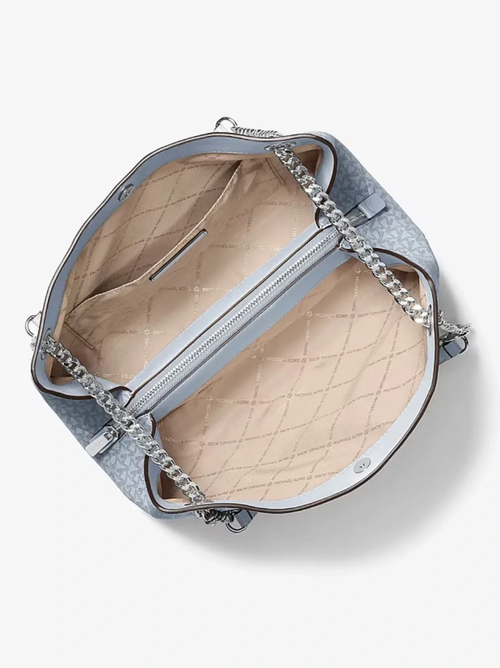 Michael Kors Pale Blue MK Logo Chain Shoulder Bag